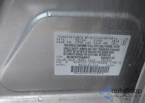 2014 Nissan Sentra Sr from USA, damaged, VIN 3N1AB7AP7EL648919